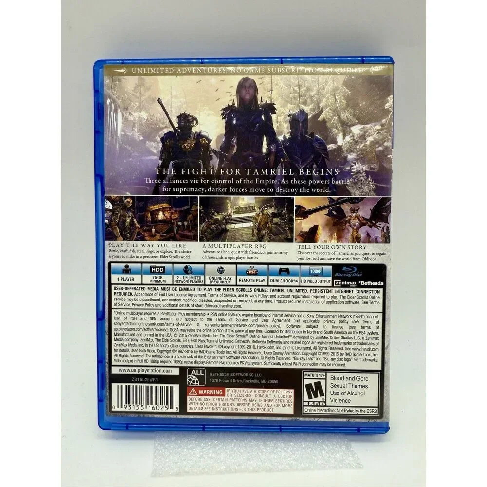 The Elder Scrolls Online: Tamriel Unlimited PlayStation 4 Game & Case‎ Tested